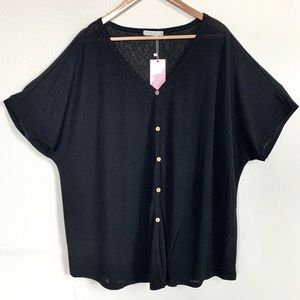Oversized button up black tee size XXL